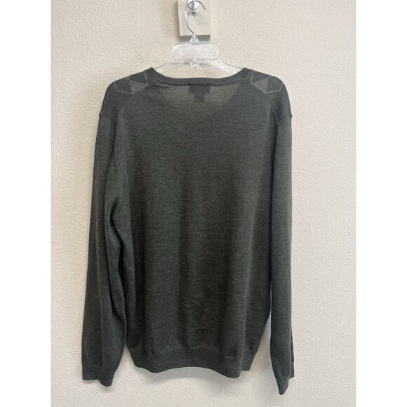 Brooks Brothers Sweater Men's Size L 100% Merino Wool Olive Green Argyle V-Neck - Picture 10 of 10